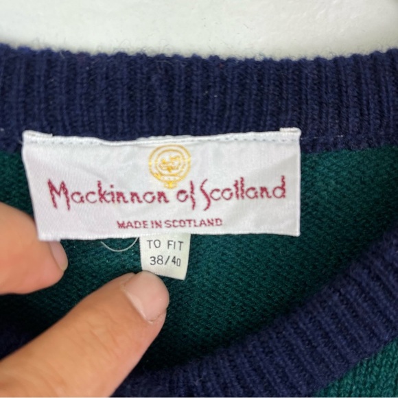 60s Mod Green and Blue Chanelesque styling Mackinnon of Scotland Wool Cardigan - Picture 7 of 10